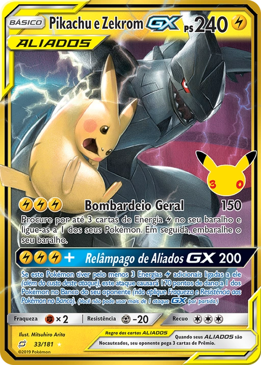 Carta Pikachu e Zekrom-GX