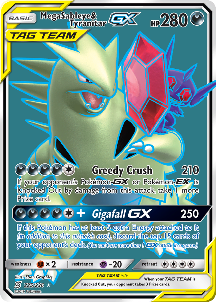Carta Mega Sableye e Tyranitar GX