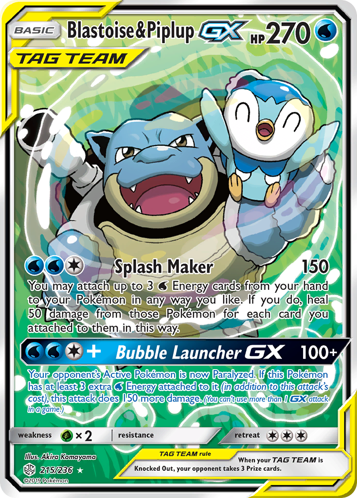 Carta Blastoise e Piplup GX