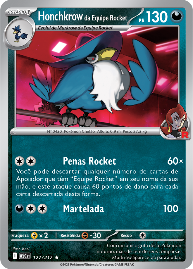 Carta Honchkrow da Equipe Rocket