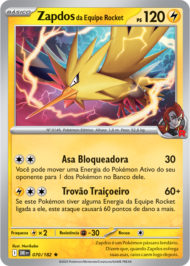 Carta Zapdos da Equipe Rocket
