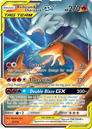 Carta Reshiram e Charizard GX