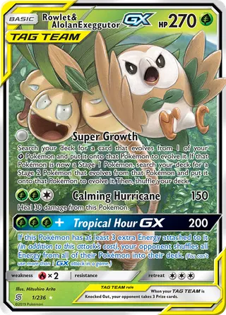 Carta Rowlet e Exeggutor de Alola GX