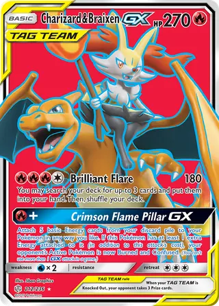 Carta Charizard e Braixen GX
