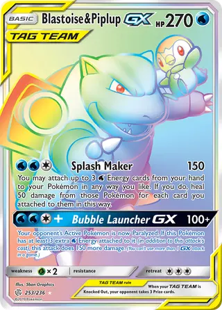 Carta Blastoise e Piplup GX