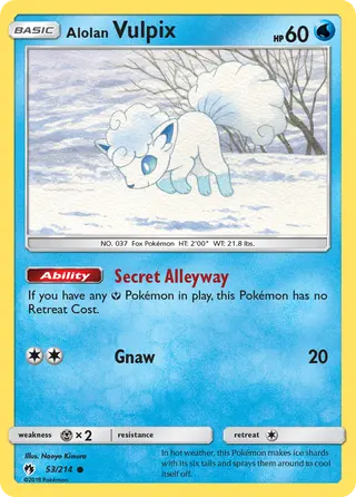 Carta Vulpix de Alola