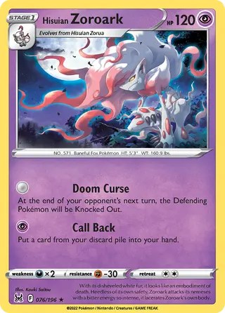 Carta Zoroark de Hisui