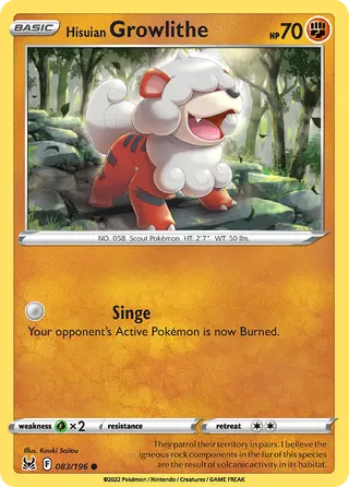 Carta Growlithe de Hisui