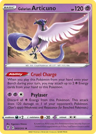 Carta Articuno de Galar